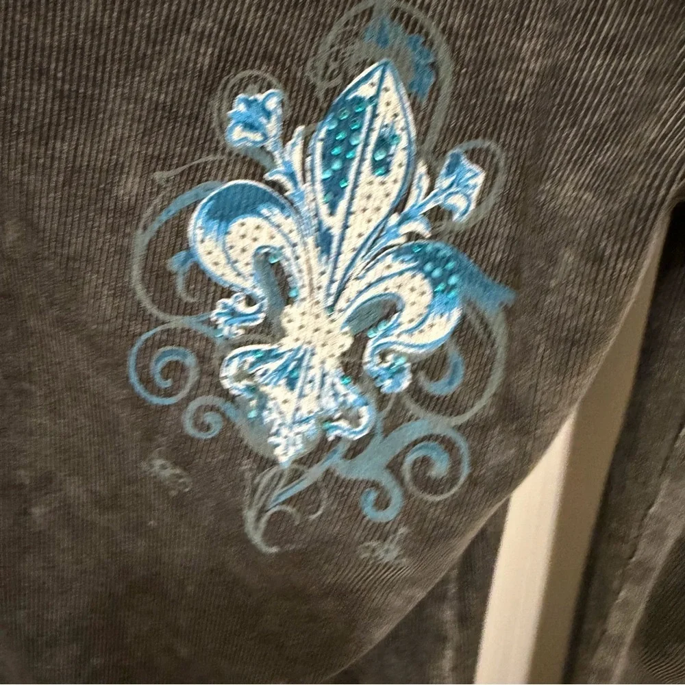 Y2K Grunge Emo Long Sleeve Vneck Small - Picture 3 of 6